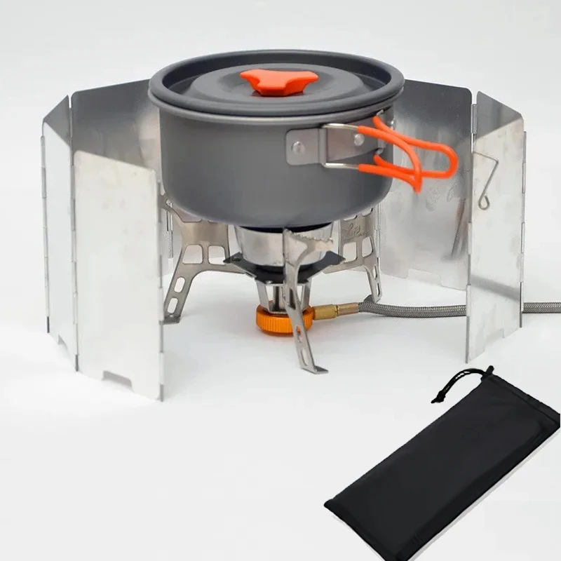 Camping Cooking Windscreen - 8/10Pcs Tablet‑Type Gas Stove, Windproof Aluminum