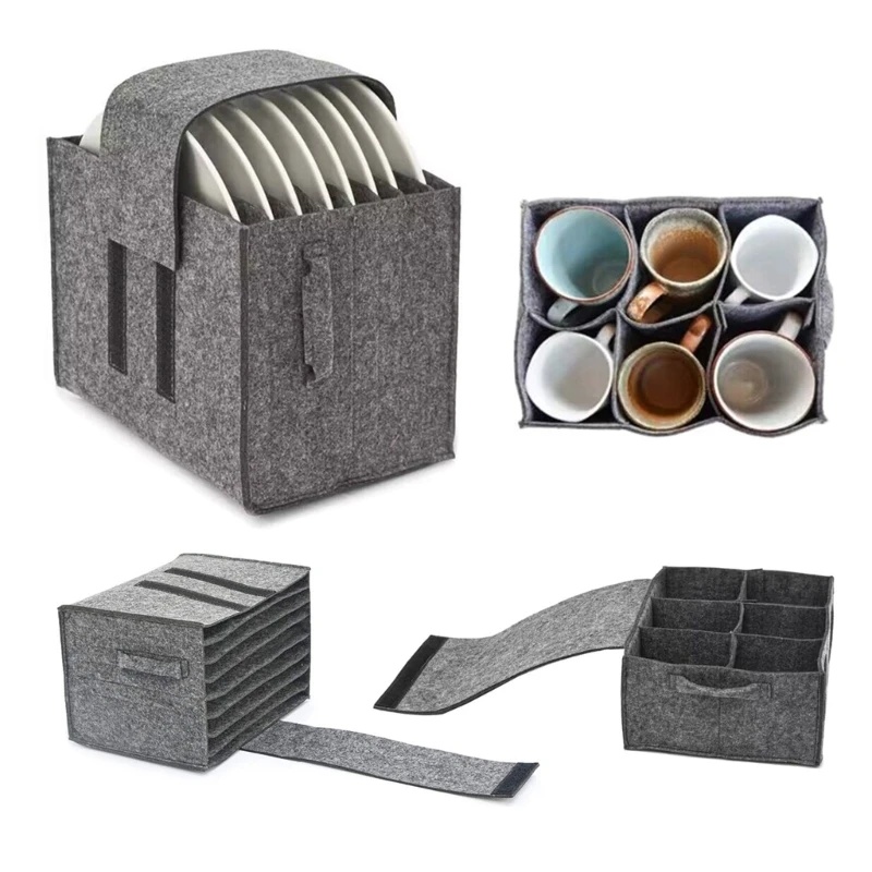 Camping Cooking Meals - 1pc Felt Plate Dish Cup Storage