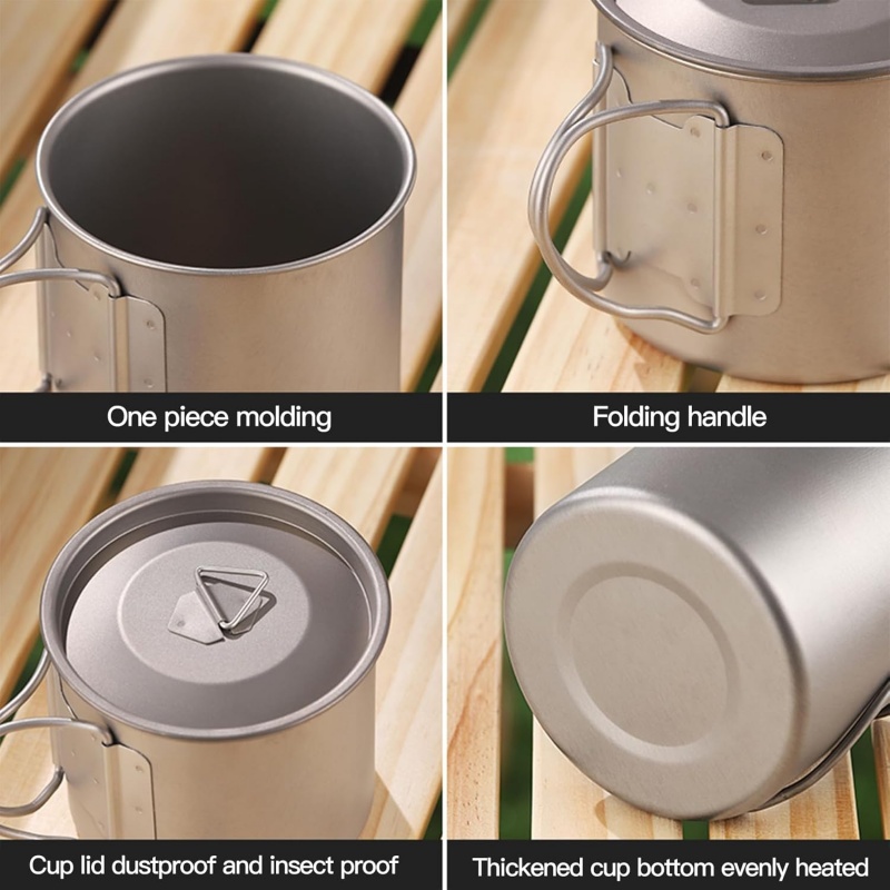 Titanium Camping Mug with Fold - Camping Cooking Set Lightweight 评论和价格
