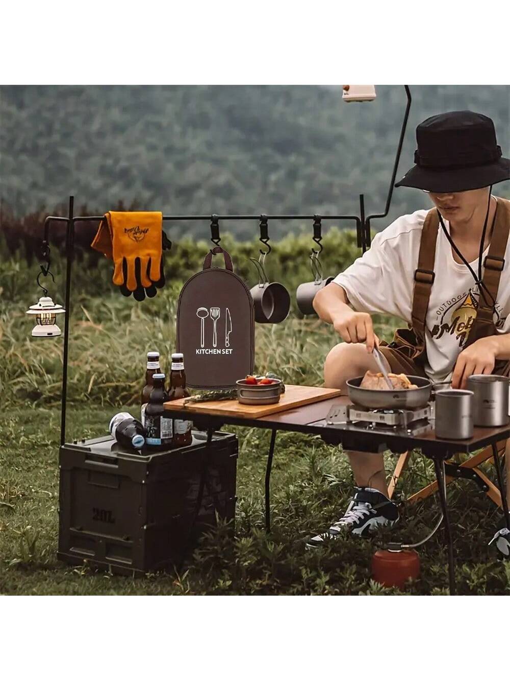 Outdoor Camping Cookware Stora - Camping Cooking Utensil Organizer 评论和价格