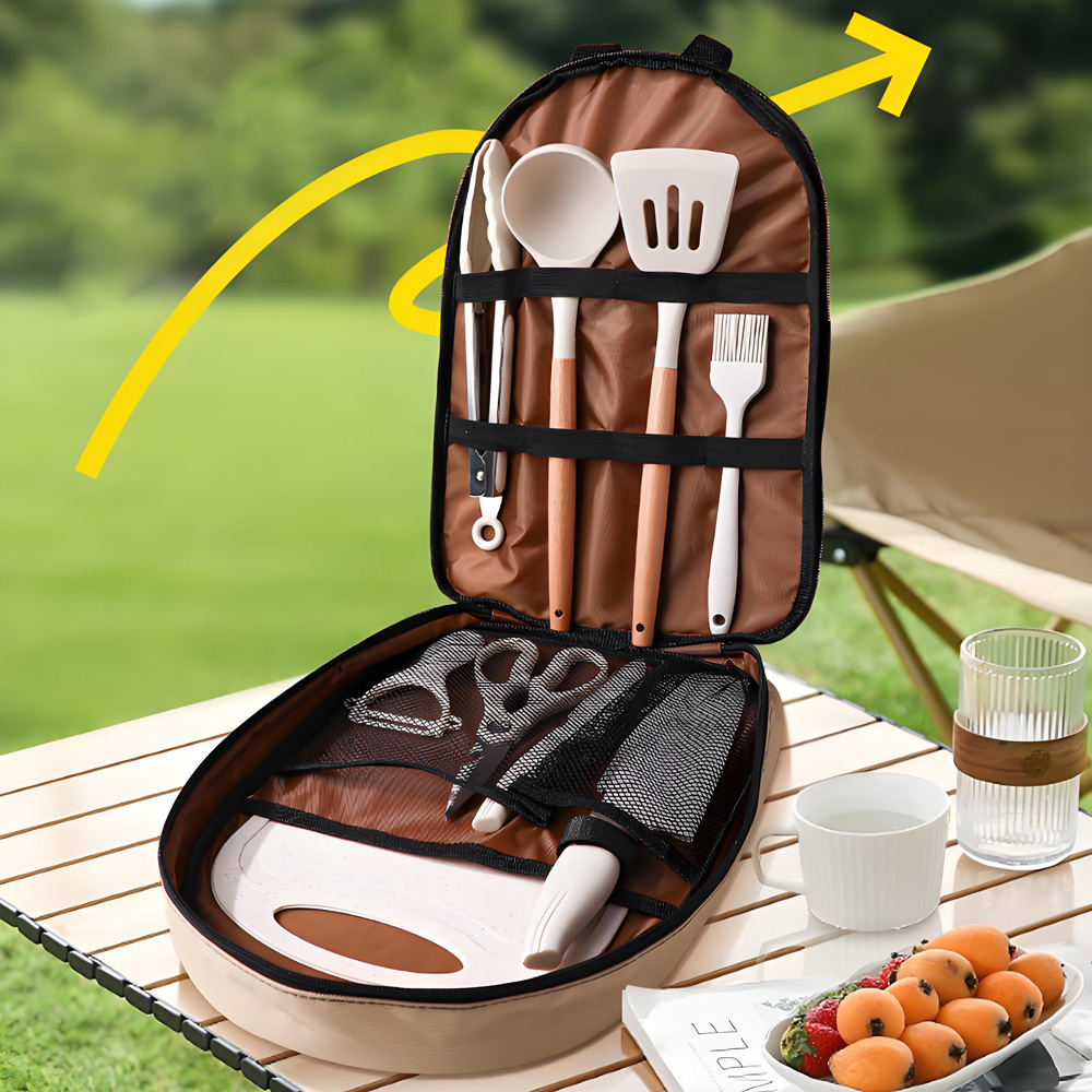 10Pcs Portable Camping Cooking - Camping Cooking Utensil Organizer 评论和价格