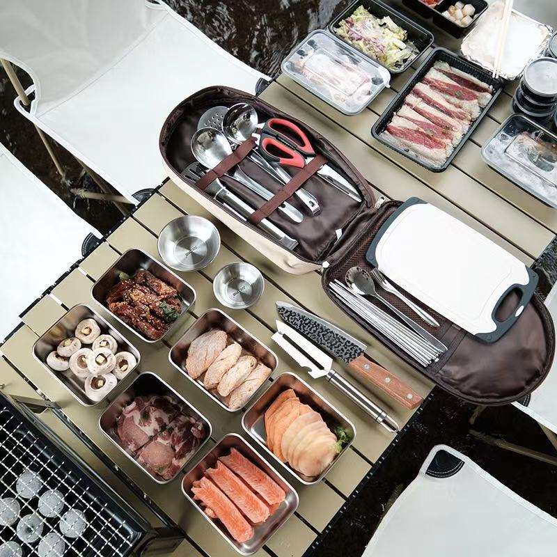 8pcs Stainless Steel Camping U - Camping Cooking Utensil Organizer 评论和价格