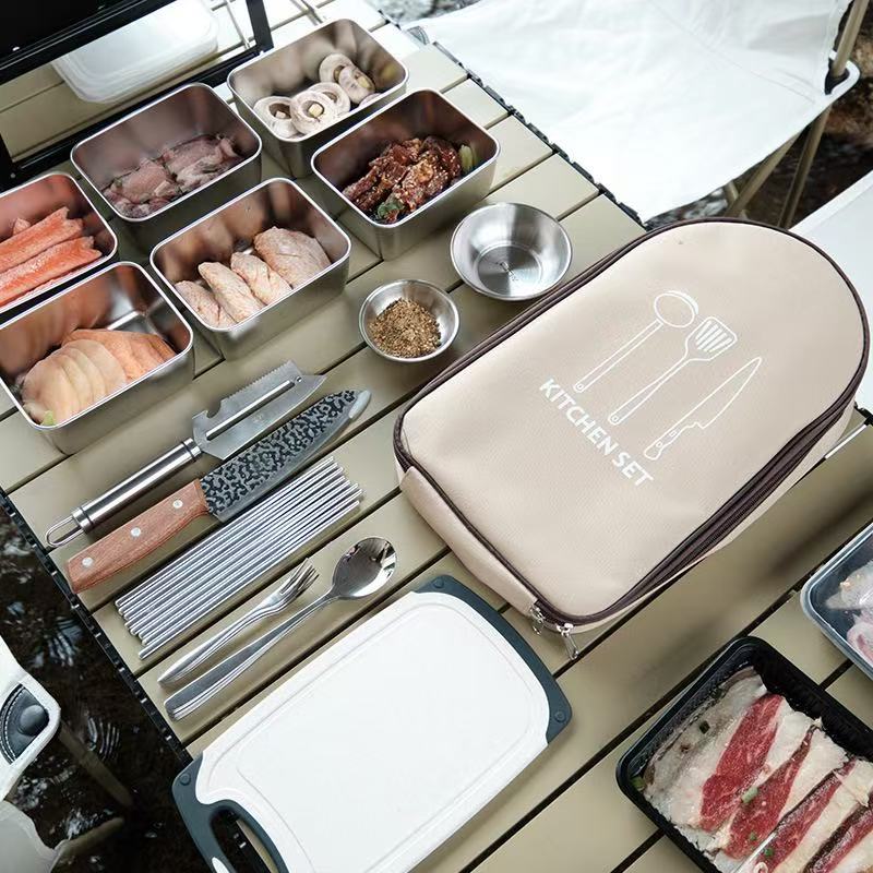 8pcs Stainless Steel Camping U - Camping Cooking Utensil Organizer 评论和价格