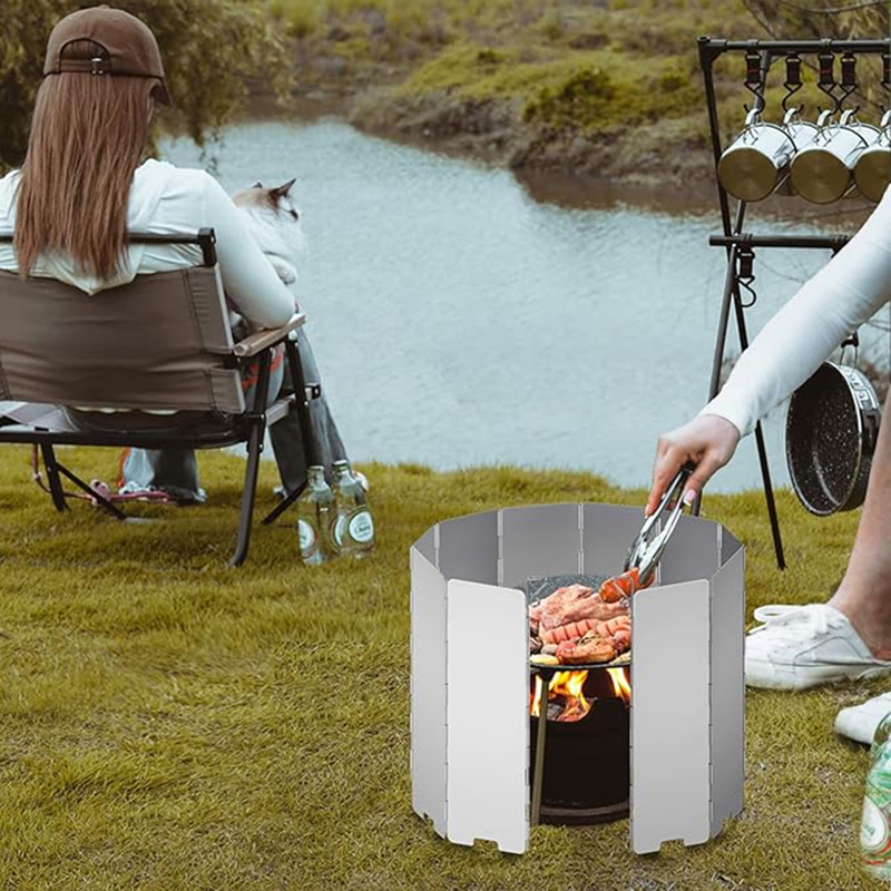 10 Plates Gas Stove Wind Shiel - Camping Cooking Windscreen 评论和价格