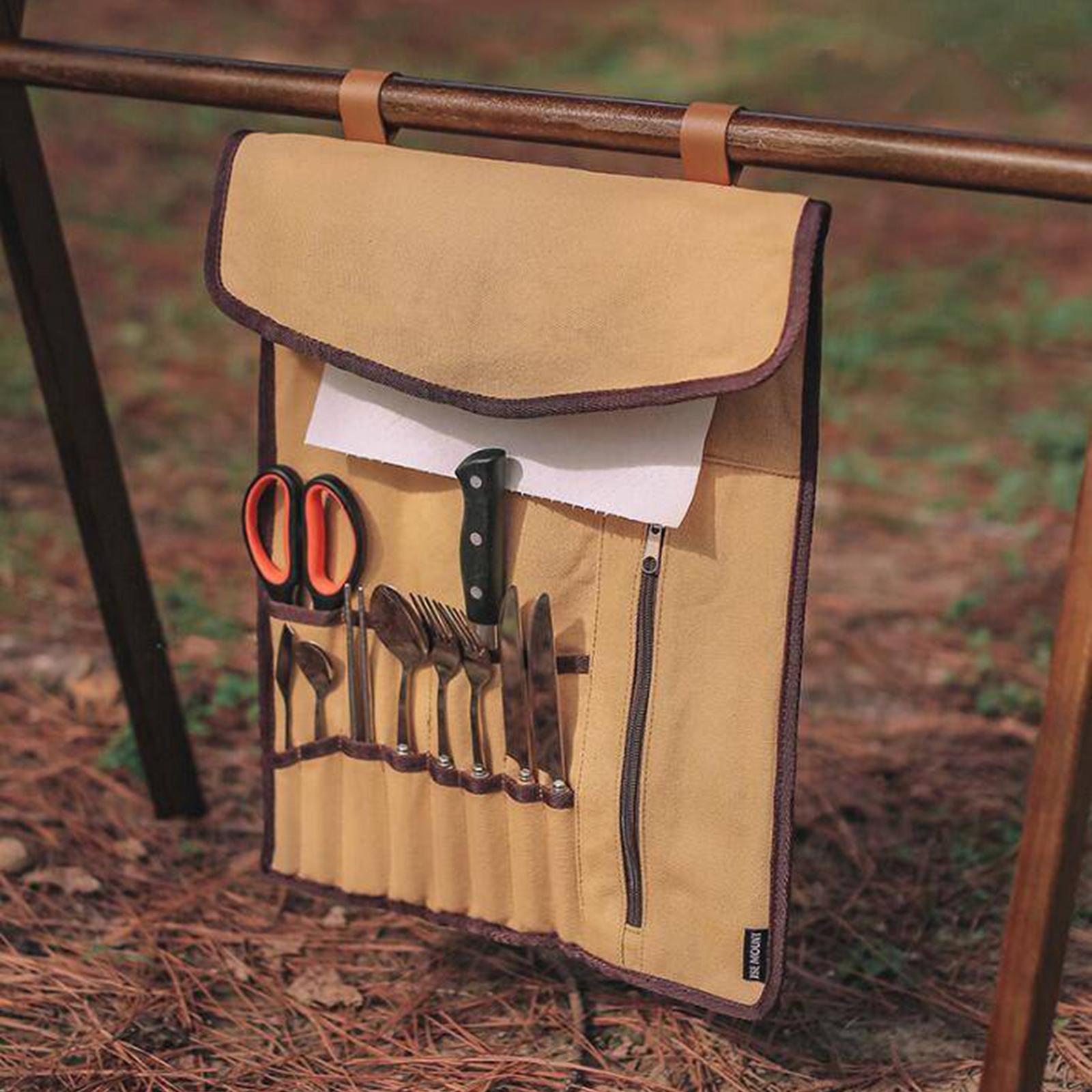 Portable Camping Utensil Roll  - Camping Cooking Utensil Organizer 评论和价格
