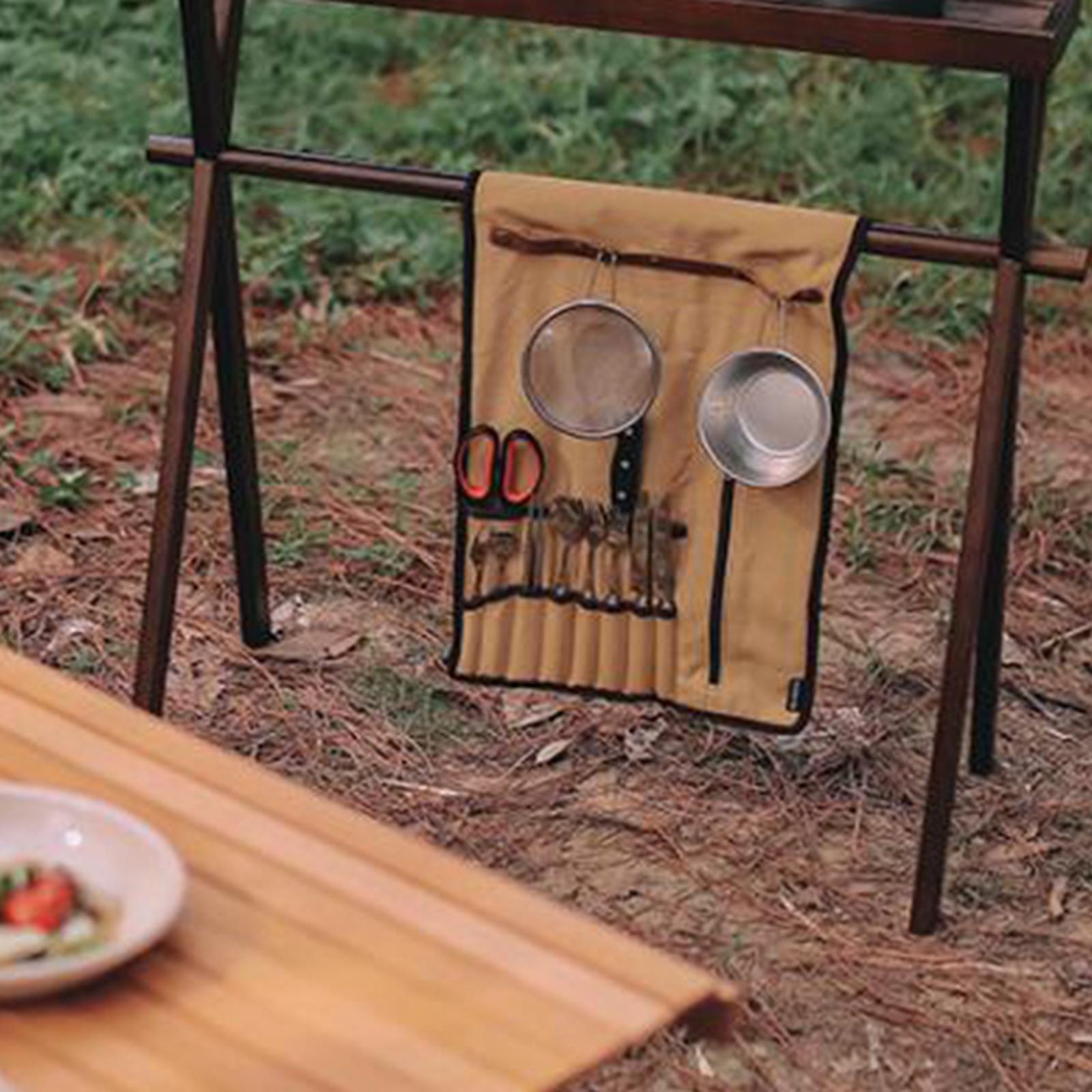 Portable Camping Utensil Roll  - Camping Cooking Utensil Organizer 评论和价格
