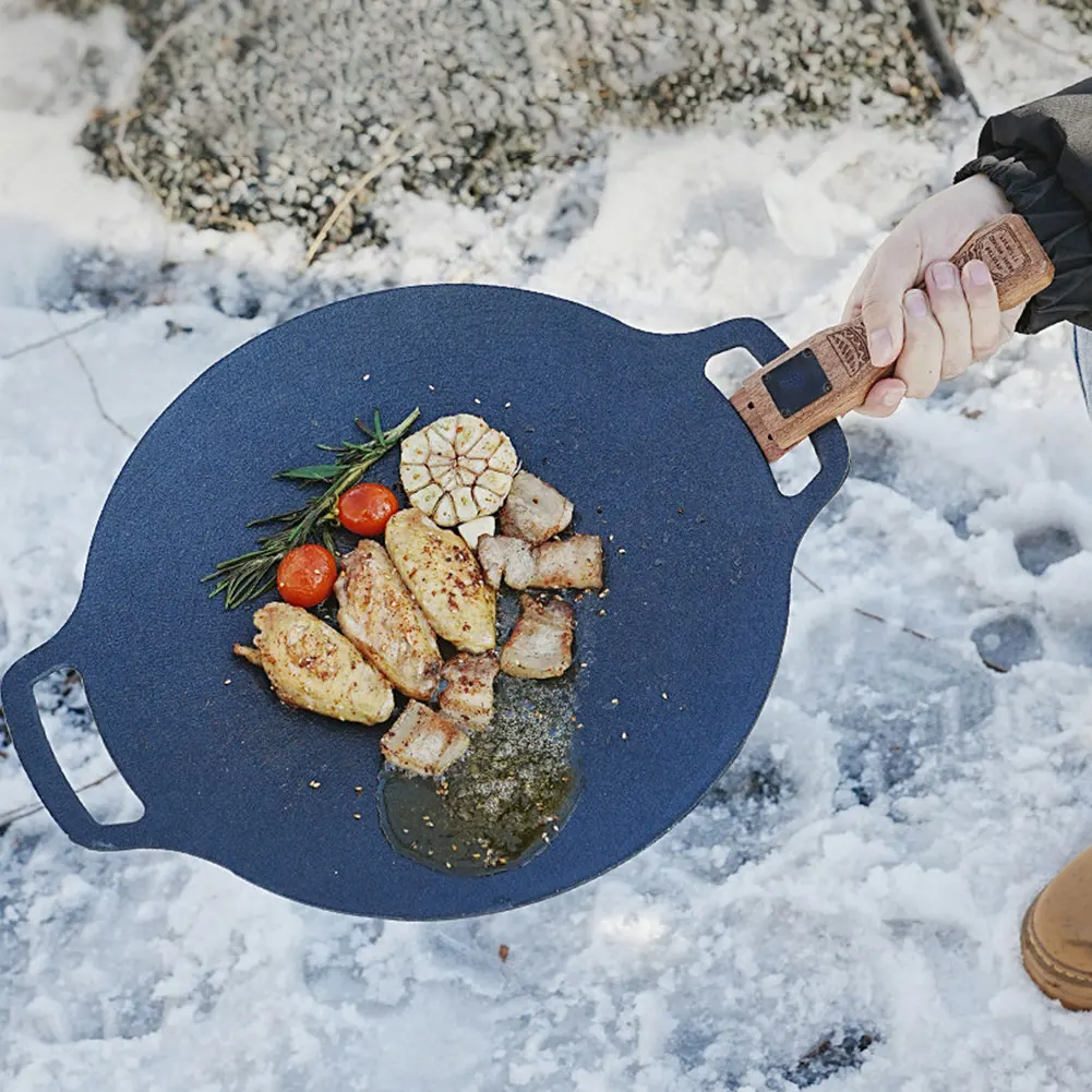 Outdoor Natural Wood Grill Pan - Camping Cooking Griddle 评论和价格