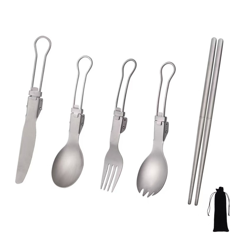 Titanium Foldable Utensil Set  - Camping Cooking Set Lightweight 评论和价格
