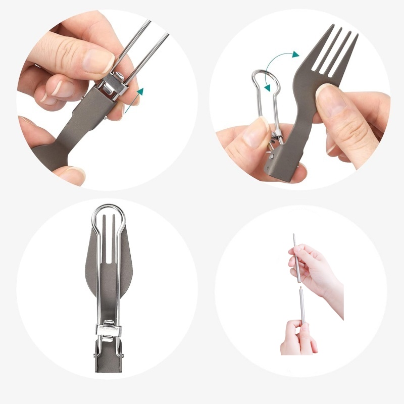 Titanium Foldable Utensil Set  - Camping Cooking Set Lightweight 评论和价格
