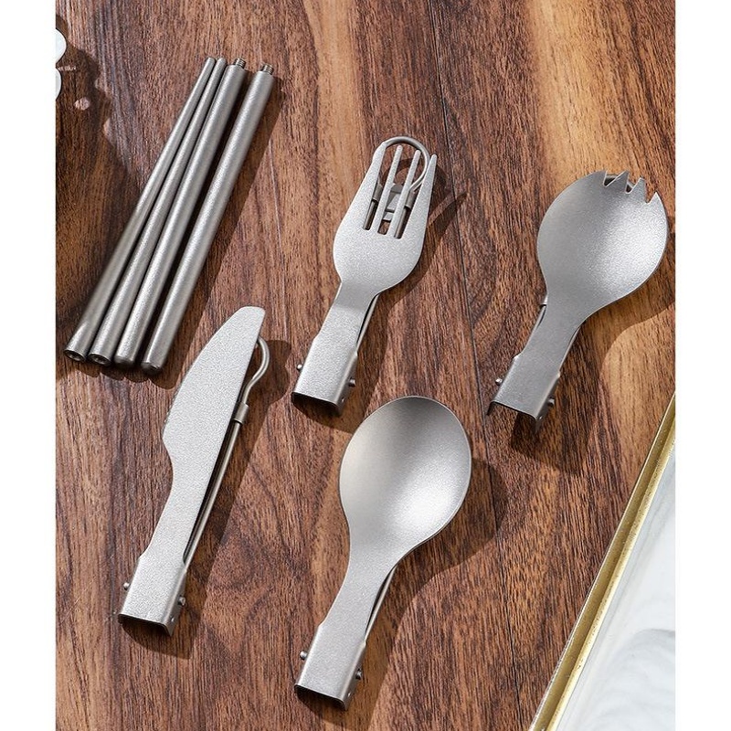 Titanium Foldable Utensil Set  - Camping Cooking Set Lightweight 评论和价格