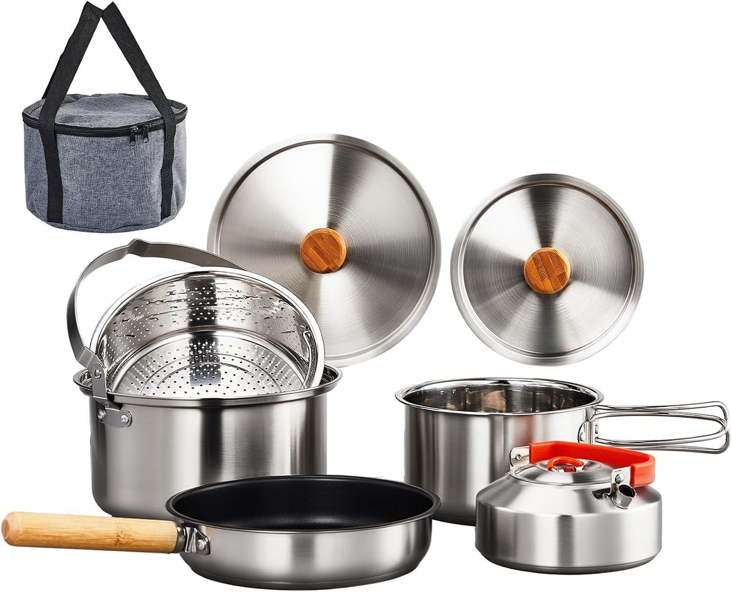 6pcs Cookware Set, 304 Stainle - Camping Cooking Set Lightweight 评论和价格