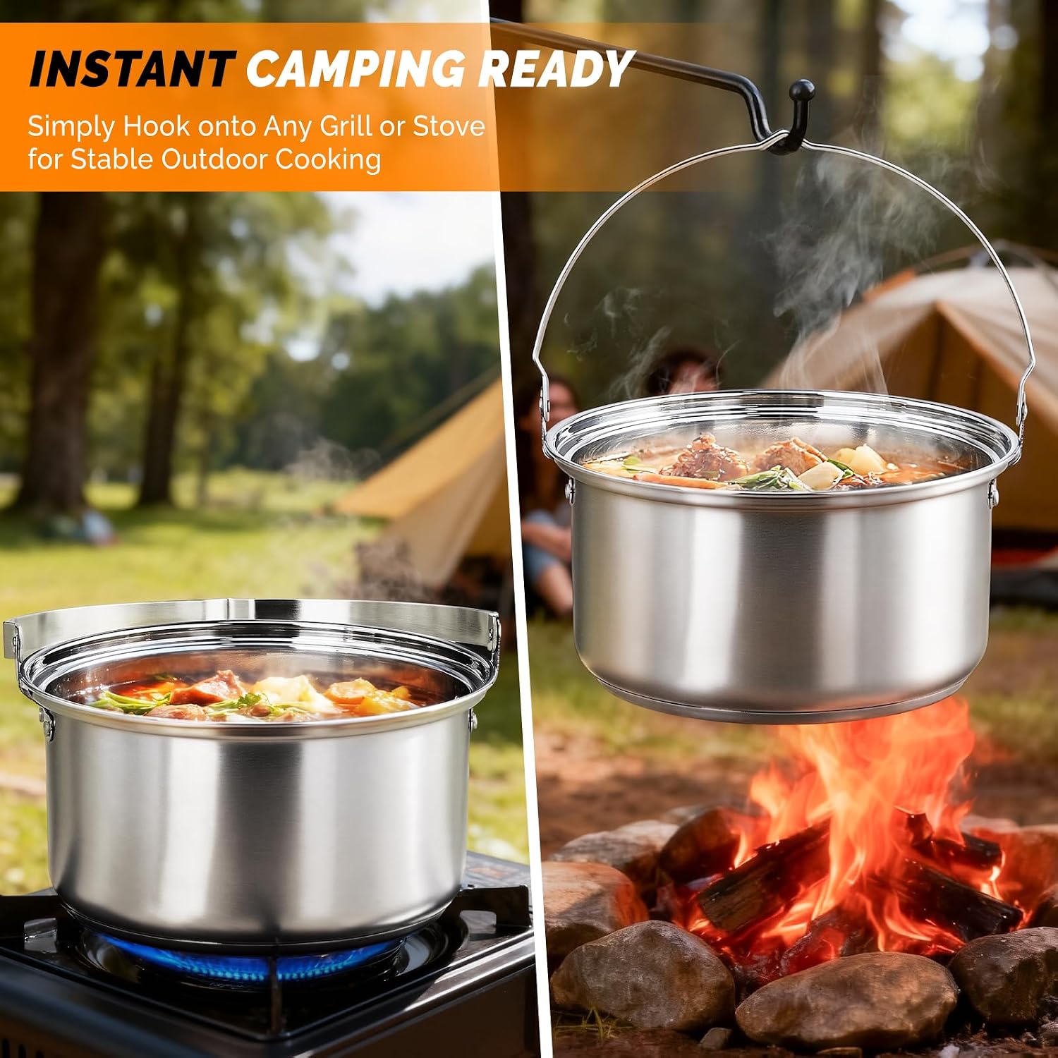 6pcs Cookware Set, 304 Stainle - Camping Cooking Set Lightweight 评论和价格