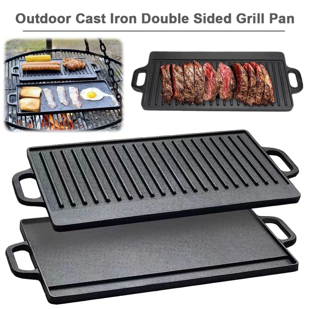 Double Sided Cast Iron Griddle - Camping Cooking Range 评论和价格