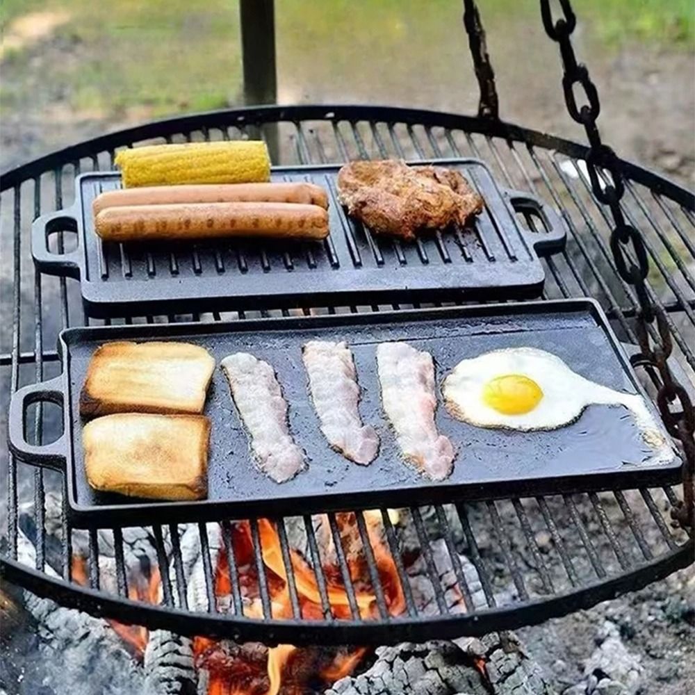 Double Sided Cast Iron Griddle - Camping Cooking Range 评论和价格