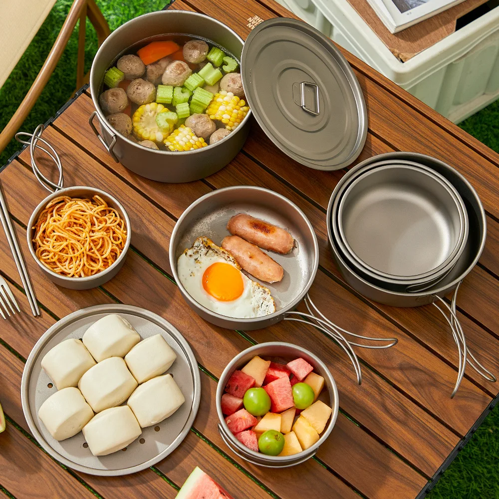 Titanium Outdoor Pot Set Picni - Camping Cooking Set Lightweight 评论和价格