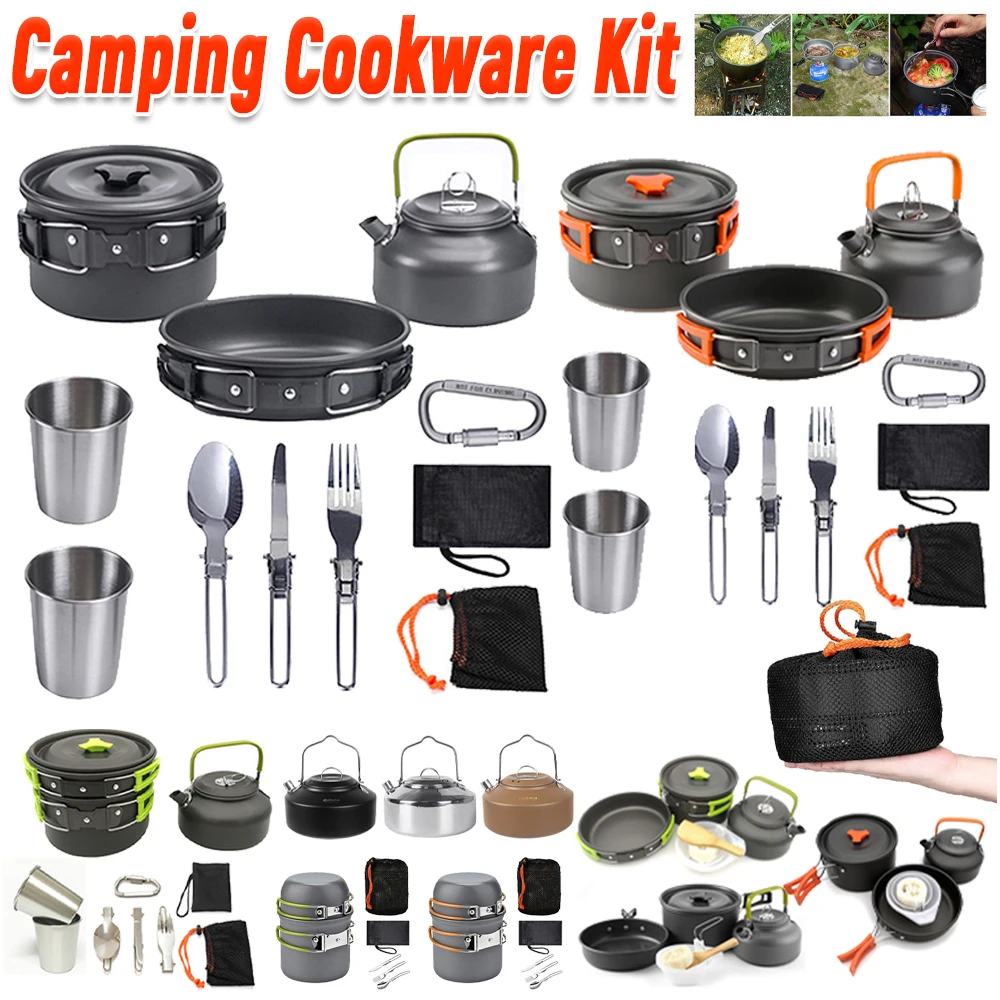 Camping Cookware Kit Kettle Po - Camping Cooking Set Lightweight 评论和价格