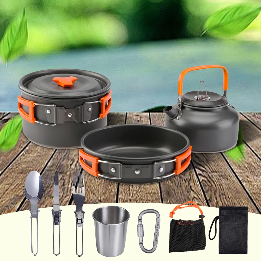 Camping Cookware Kit Kettle Po - Camping Cooking Set Lightweight 评论和价格